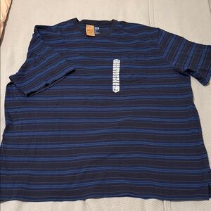 Duluth Trading Co Navy and Blue Striped Tee